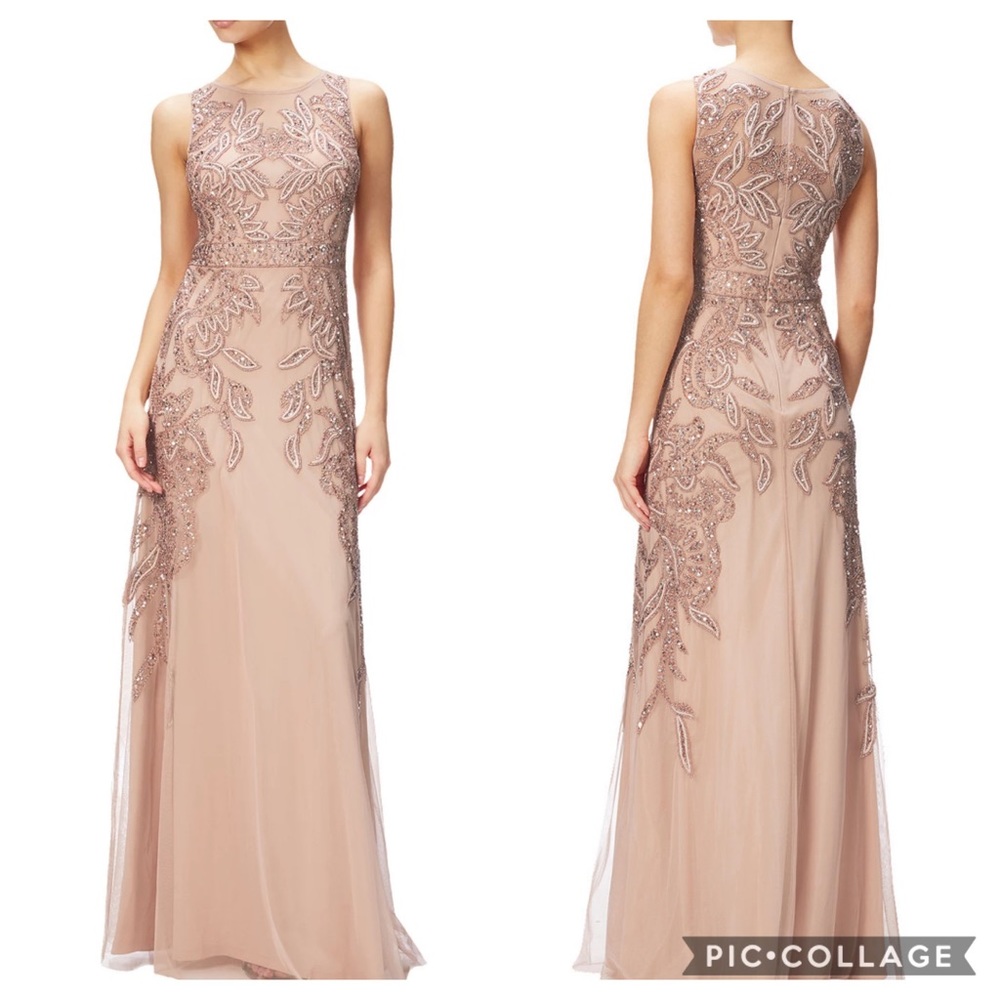 Adrianna-Papell PLUS size beaded sleeveless long gown - Picture 3 of 16